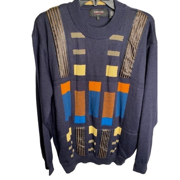 Pardazzio Other - Pardazzio Uomo Navy Multicolor Men's Sz Large Sweater